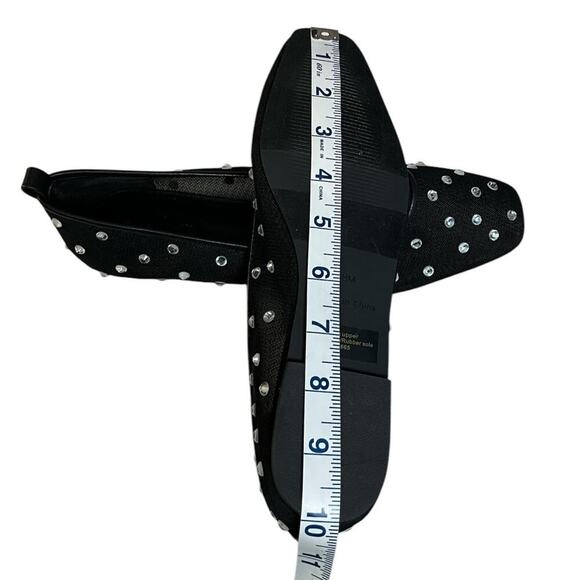 Open Edit Ballet Flats Black Mesh Sparkling Crystal Dazzle Rubber Sole Size 8 - Picture 7 of 8